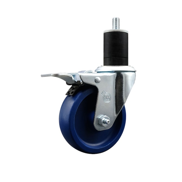 4'' Solid Poly Swivel 1-3/4'' Expanding Stem Caster Total Lock Brake
